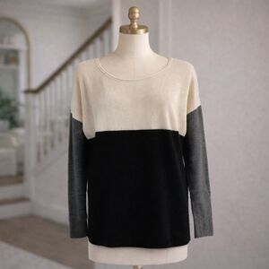 VINCE Scoop Neck Cashmere-Wool Blend ColourBlock Sweater Sz Medium